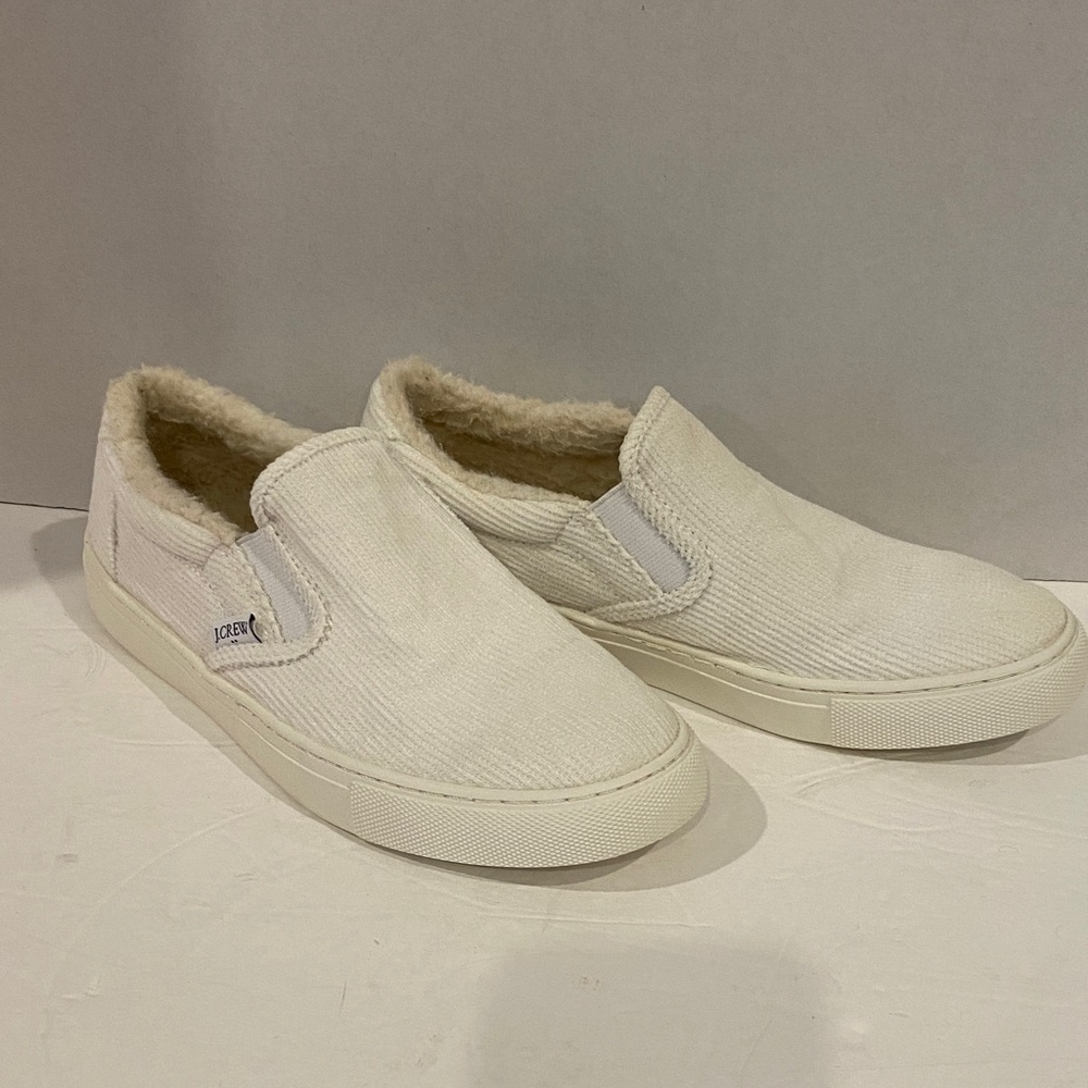 J Crew Corduroy Sherpa Lined Slip-On Sneaker Creamy White